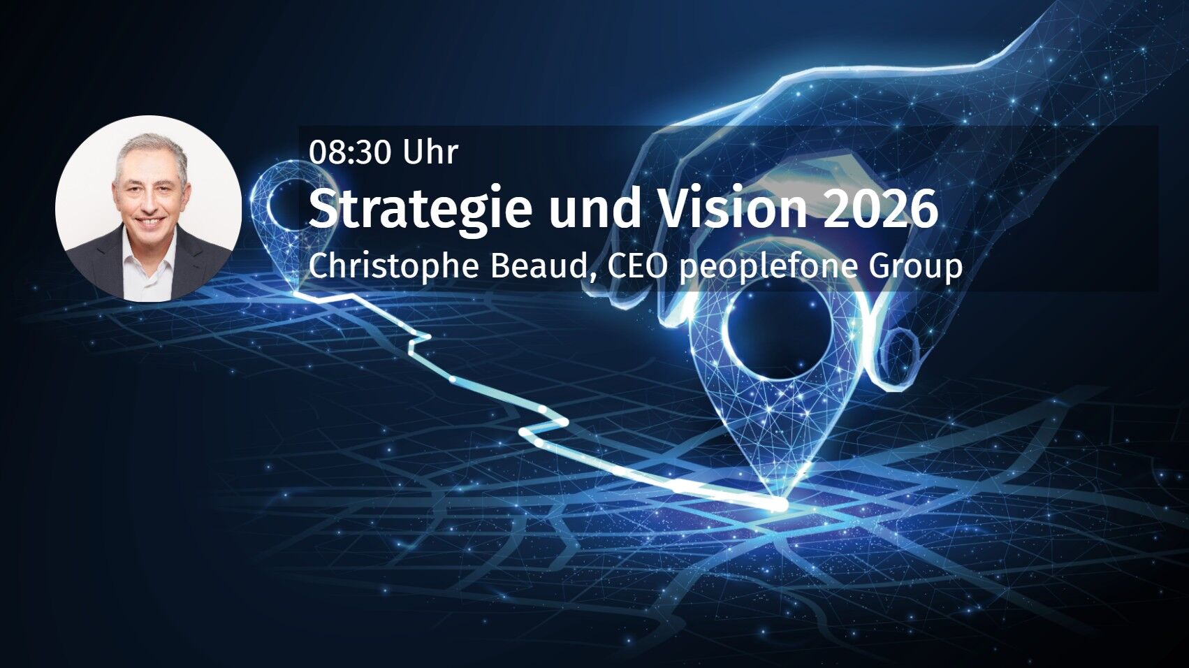 Startfolie mit Referent, Vortragstitel und Uhrzeit.