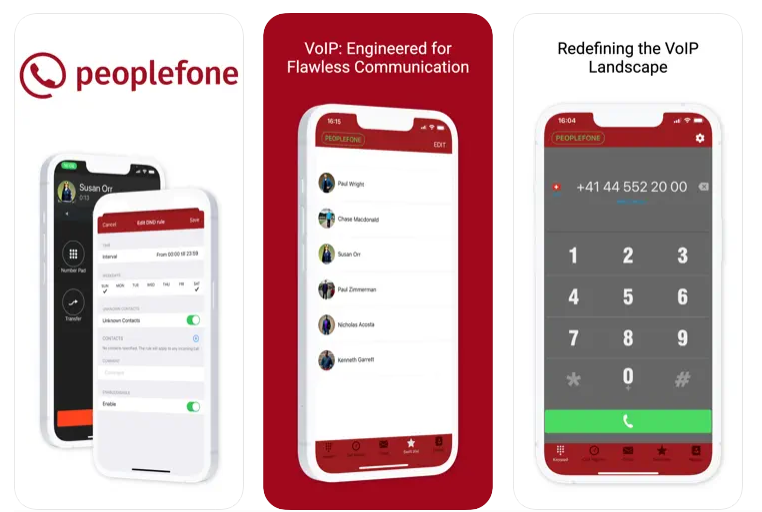 Ansicht peoplefone APP und Benutzeroberfläche