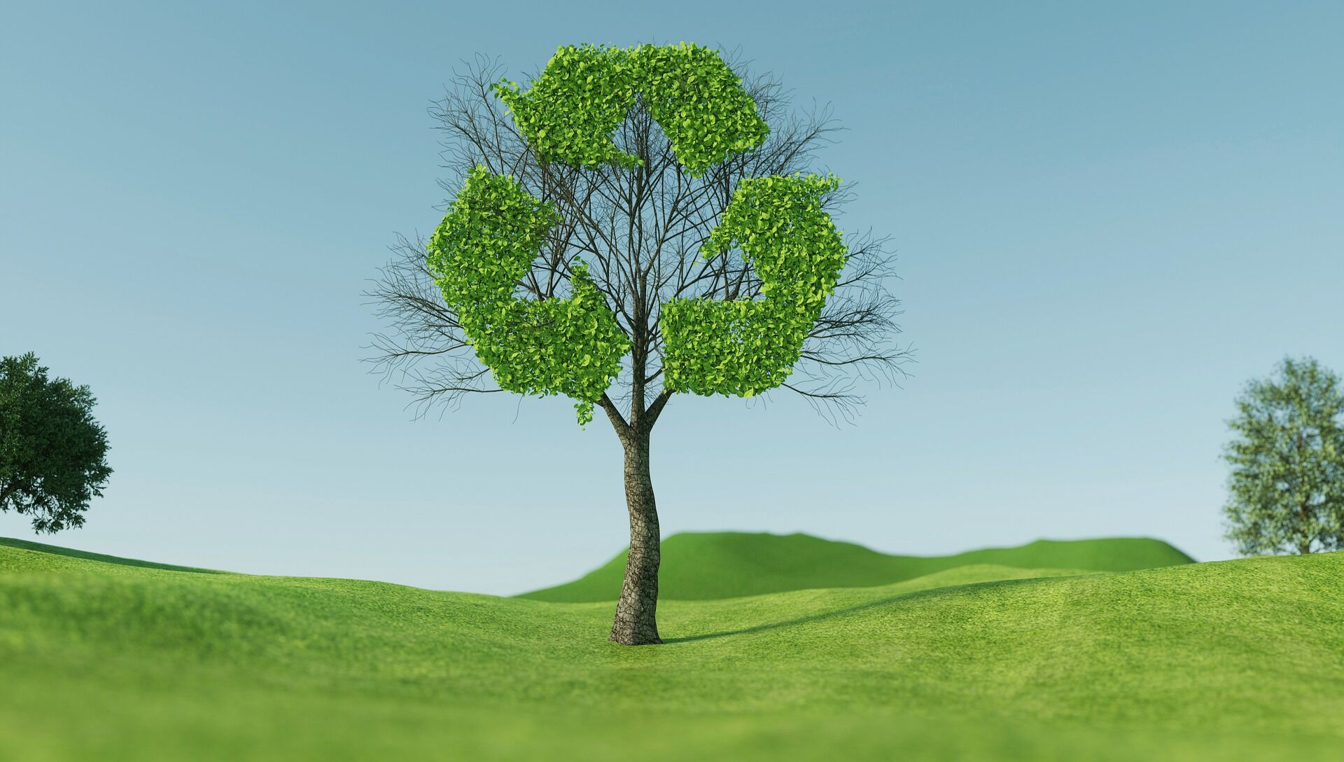 Grüner Baum als Recycling-Zeichen.