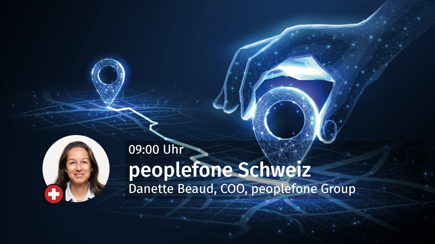 Startfolie mit Referentin, Titel der Präsentation und Uhrzeit.
