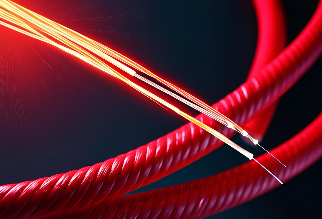 Glasfaserkabel rot gefärbt.