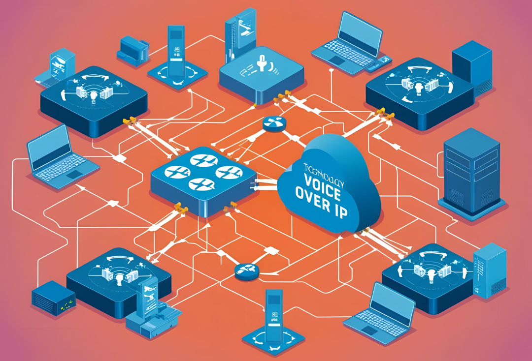 Illustration Vernetzung über Voice over IP.